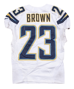 2013-14 Ronnie Brown Playoffs Game Used San Diego Chargers Road Jersey Photo Matched To 2 Games (Chargers/MeiGray LOA)